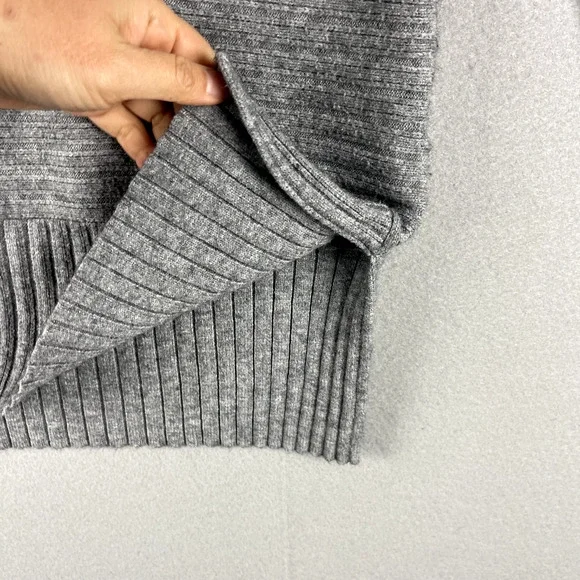 Anthropologie Moth Cowl Neck Sweater Women Large Gray Ribbed Soft Minimal Slouch - Picture 7 of 16